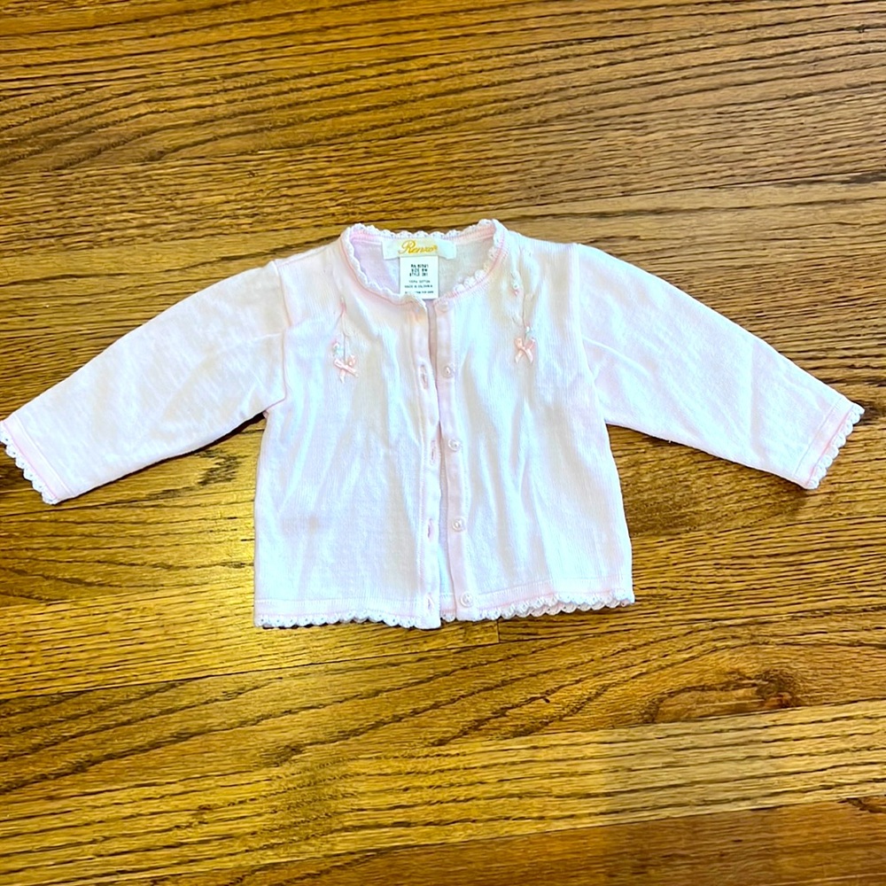 Baby girl pink hand stitched cardigan 6M